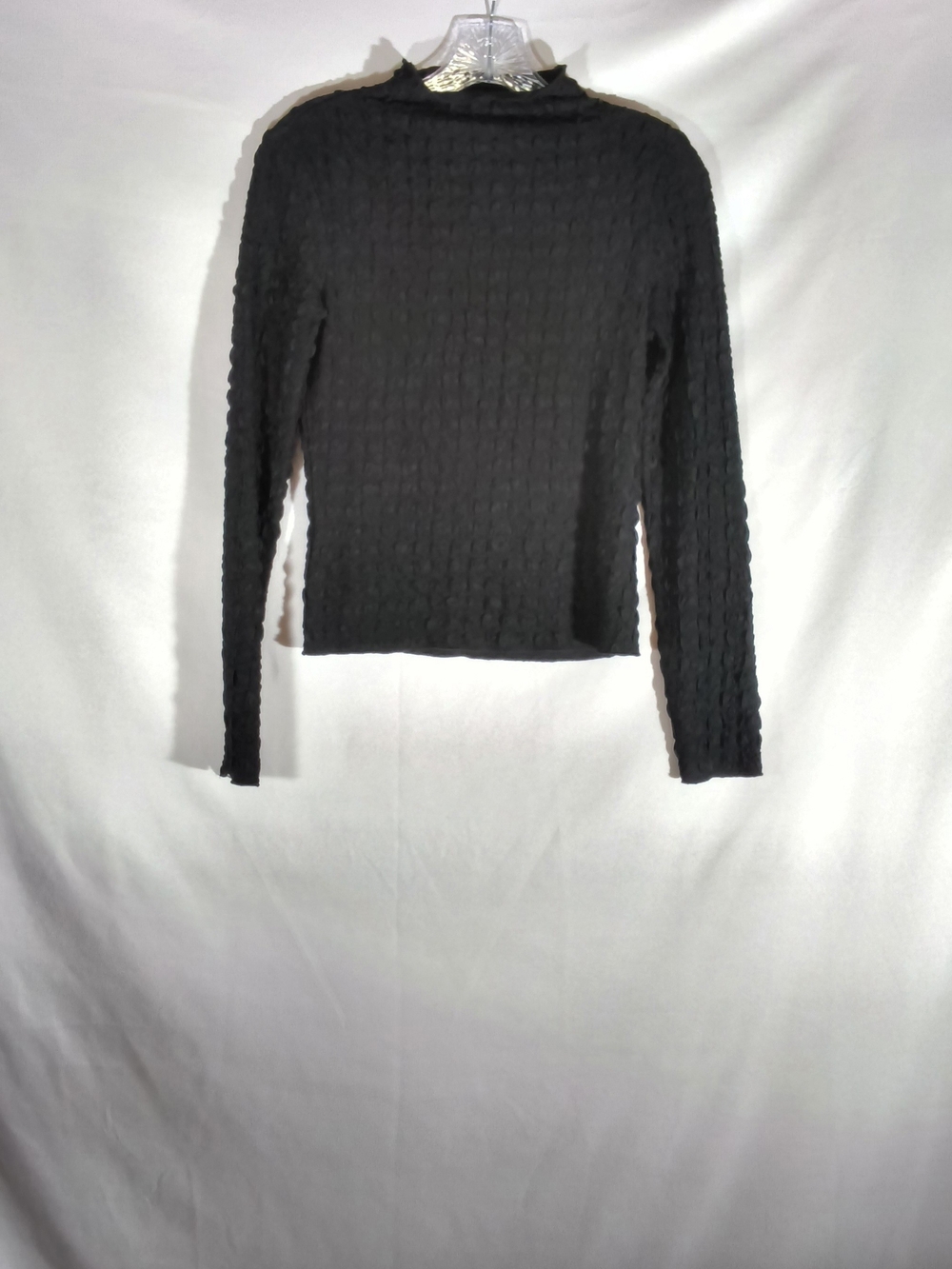 Jason Wu Textured Popcorn Mock Neck Long Sleeve Top Black XS Like New